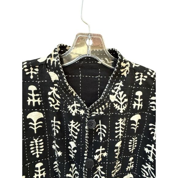 Sam Hilu Art to Wear‎ Jacket Reversible Tribal Button Up Women’s XL Black Cream - Picture 3 of 14